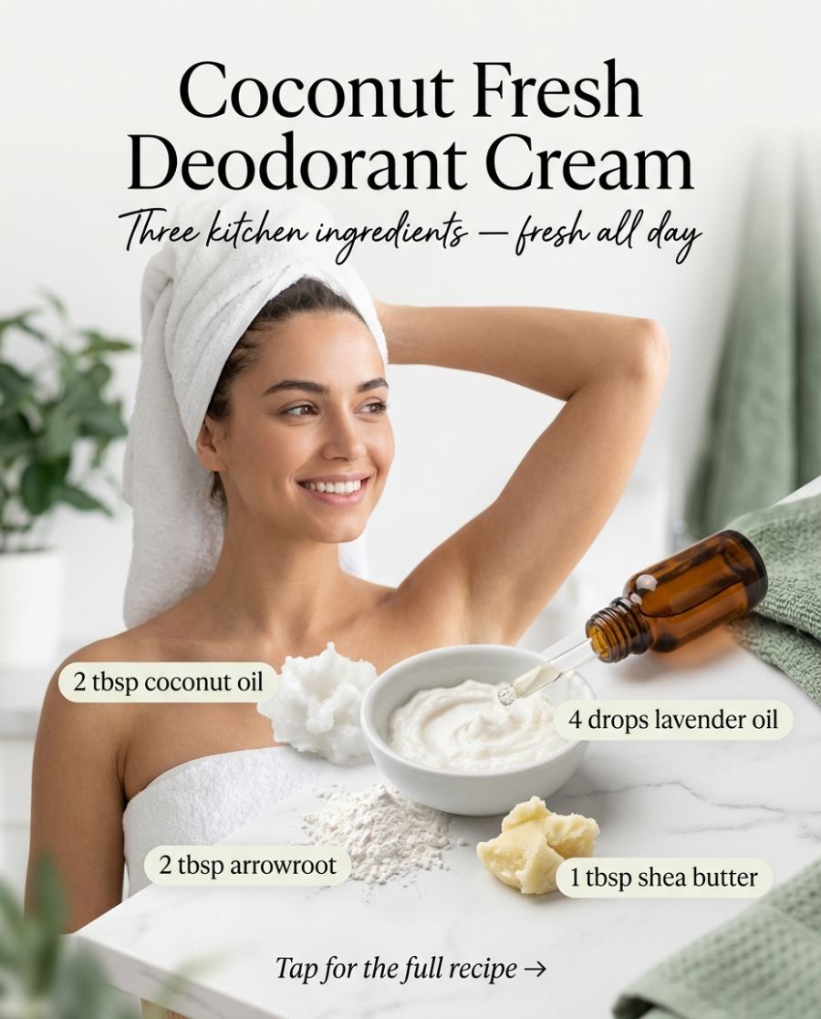 Coconut Fresh Deodorant Cream — homemade body care ingredients styled for the recipe