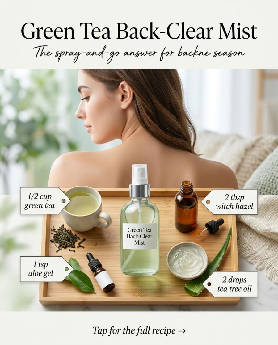 Green Tea Back Mist — homemade body care ingredients styled for the recipe