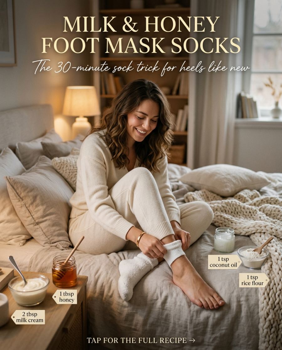 Milk & Honey Foot Mask Socks — homemade hand & foot care ingredients styled for the recipe