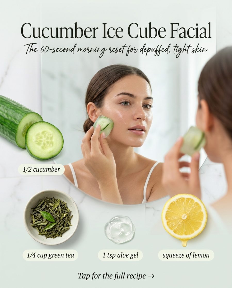 Cucumber Ice Cube Facial — homemade facial rituals & serum ingredients styled for the recipe