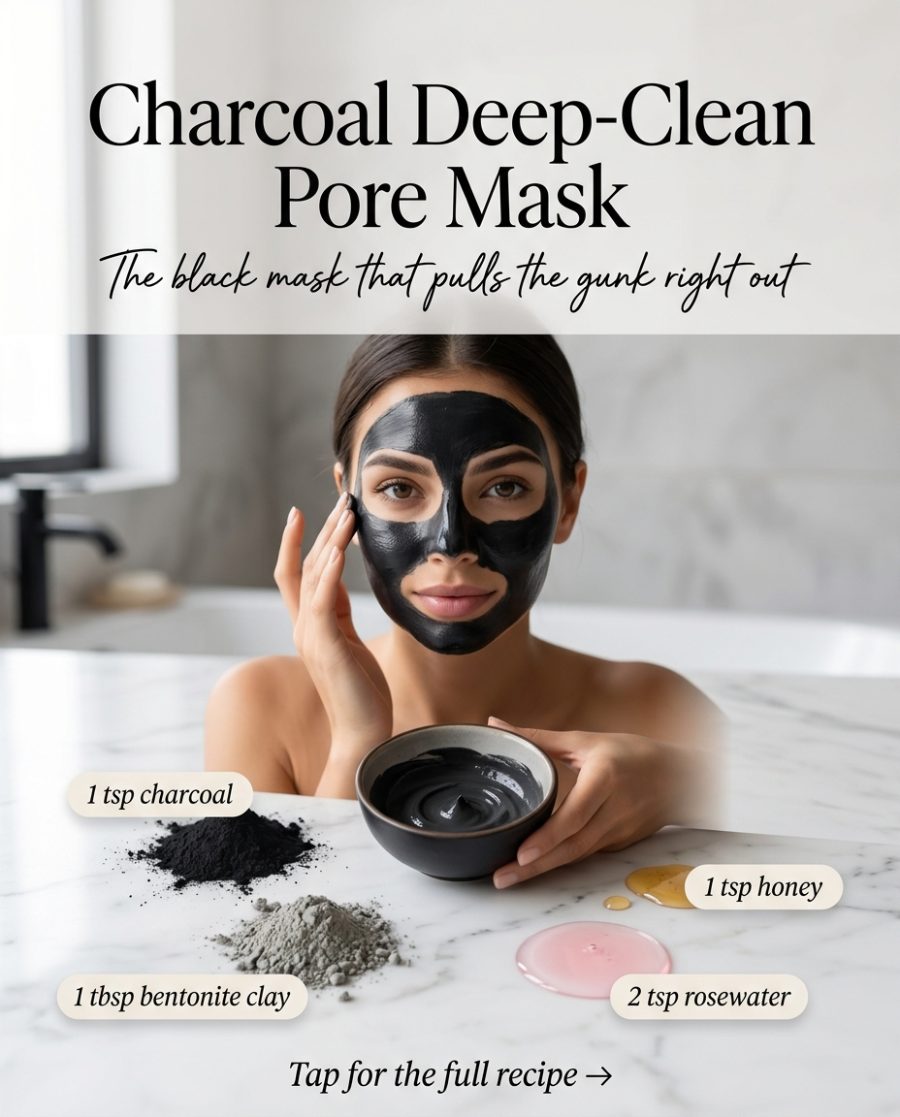 Charcoal Deep-Clean Pore Mask — homemade face mask ingredients styled for the recipe