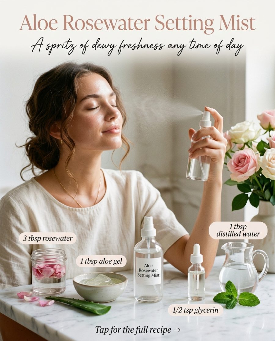 Aloe Rosewater Setting Mist — homemade cleansers & toner ingredients styled for the recipe