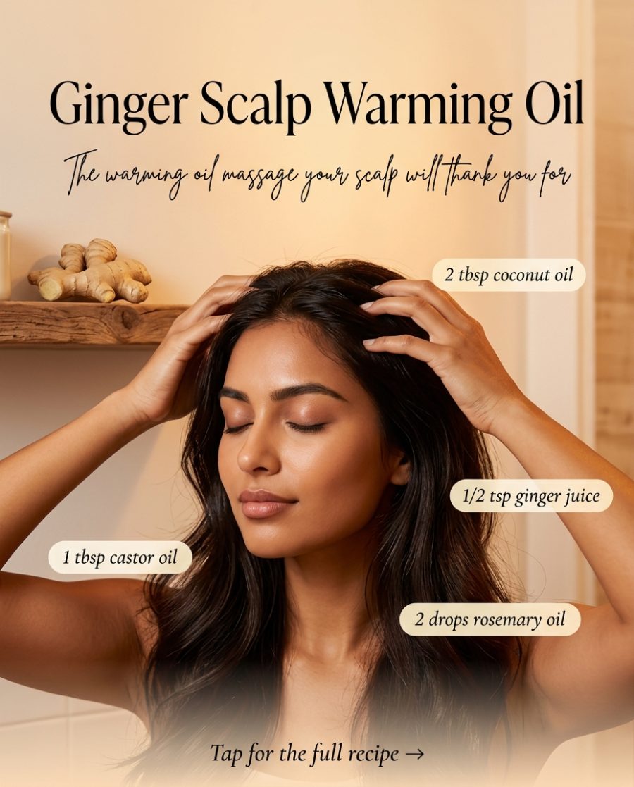 Ginger Scalp Warming Oil — homemade hair care ingredients styled for the recipe