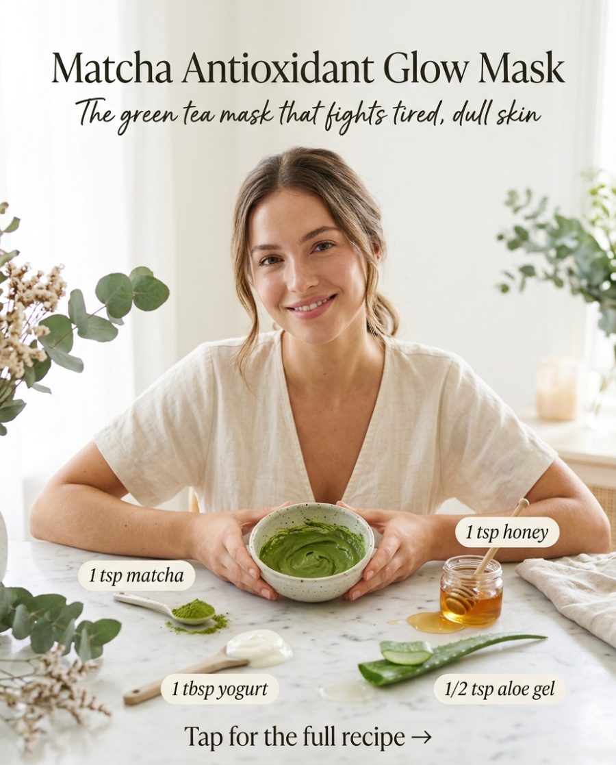 Matcha Antioxidant Glow Mask — homemade face mask ingredients styled for the recipe
