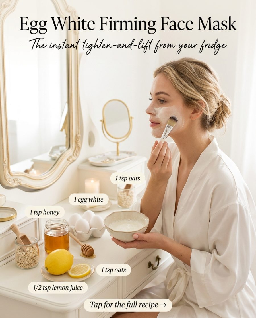 Egg White Firming Face Mask — homemade face mask ingredients styled for the recipe