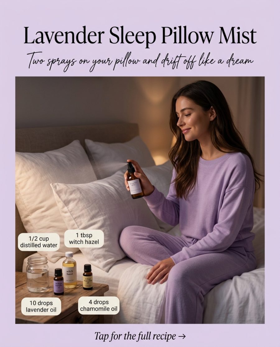Lavender Sleep Pillow Mist — homemade body care ingredients styled for the recipe
