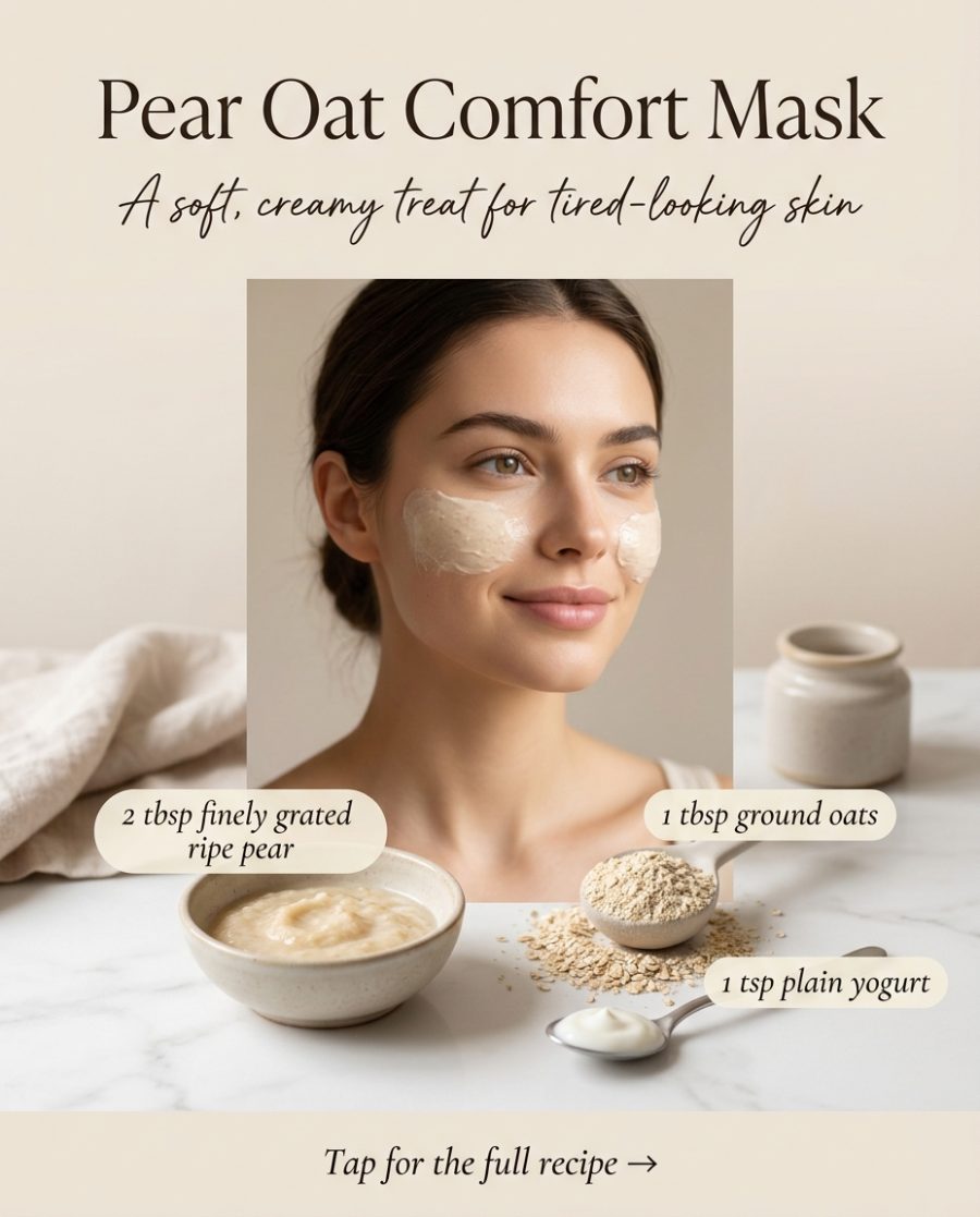 Pear Oat Comfort Mask — homemade face mask ingredients styled for the recipe
