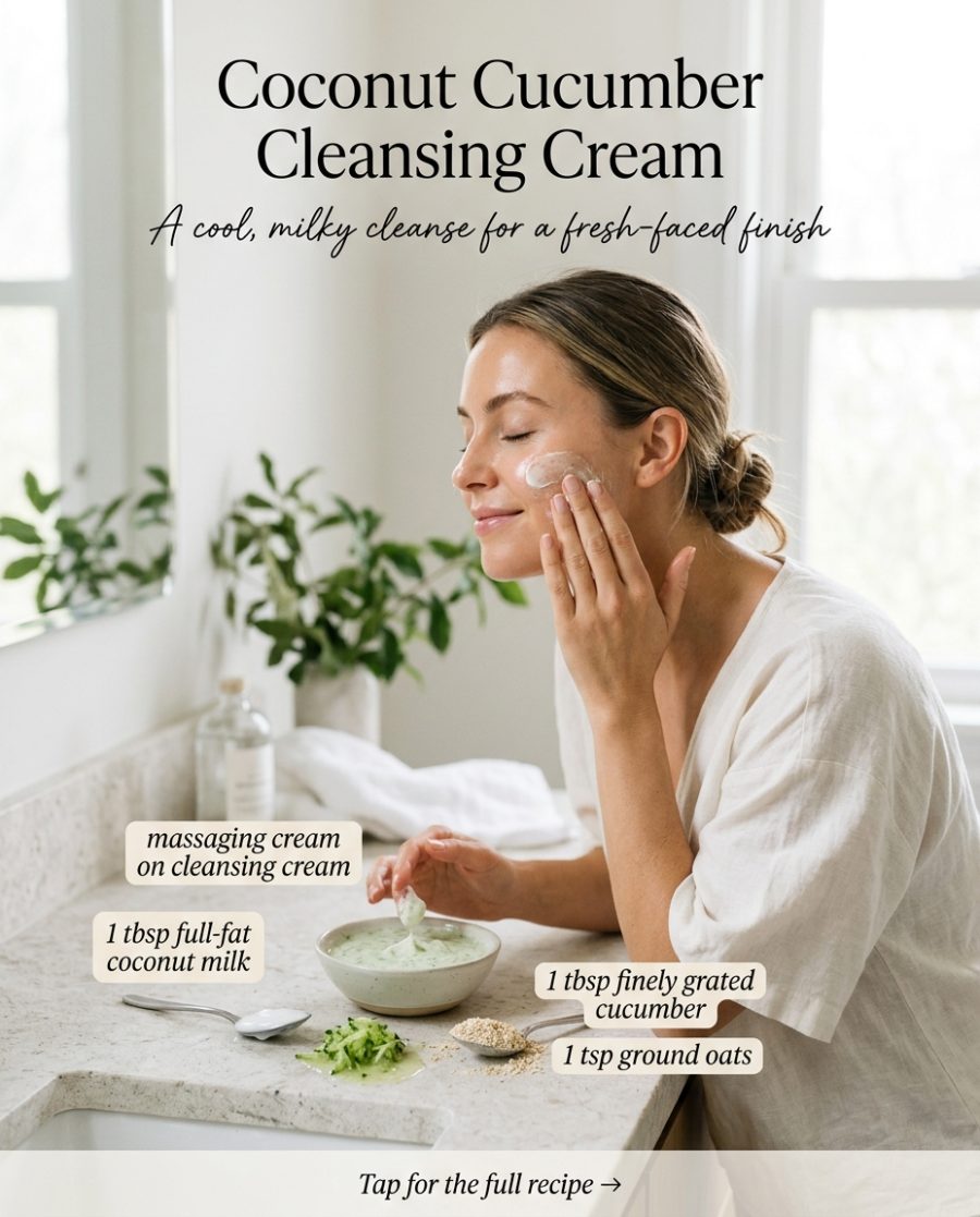 Coconut Cucumber Cleansing Cream — homemade cleansers & toner ingredients styled for the recipe