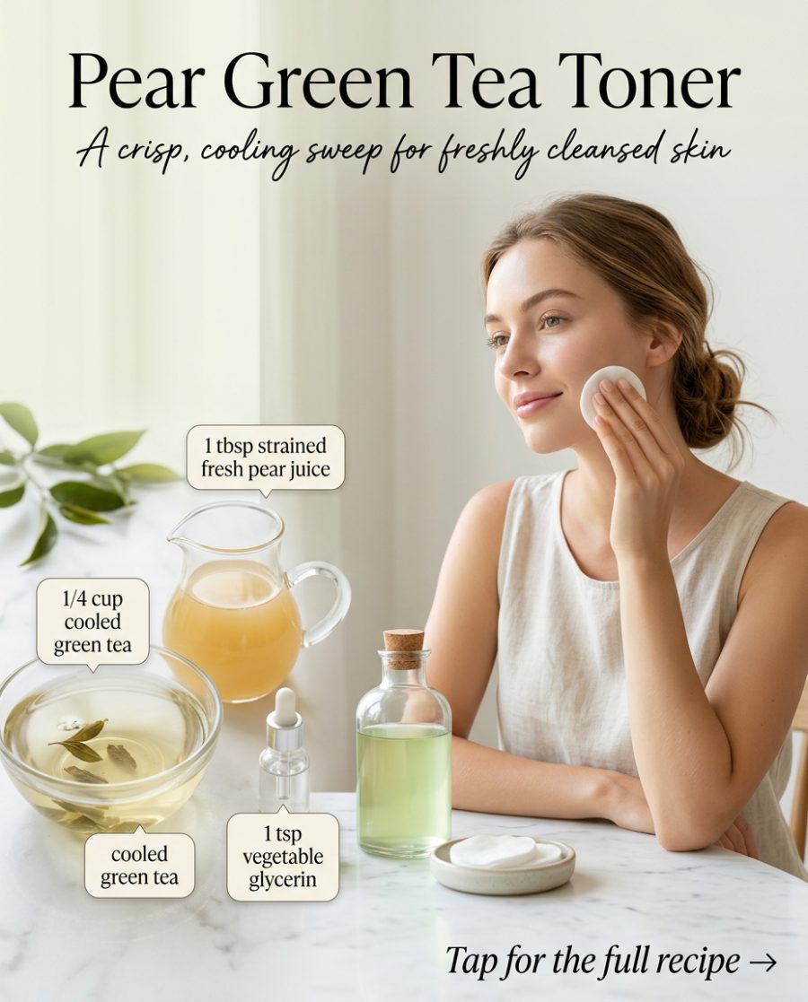 Pear Green Tea Toner — homemade cleansers & toner ingredients styled for the recipe