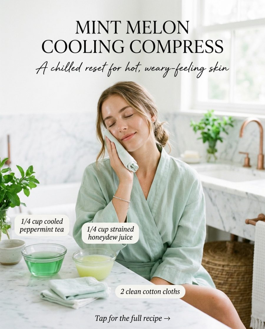 Mint Melon Cooling Compress — homemade facial rituals & serum ingredients styled for the recipe