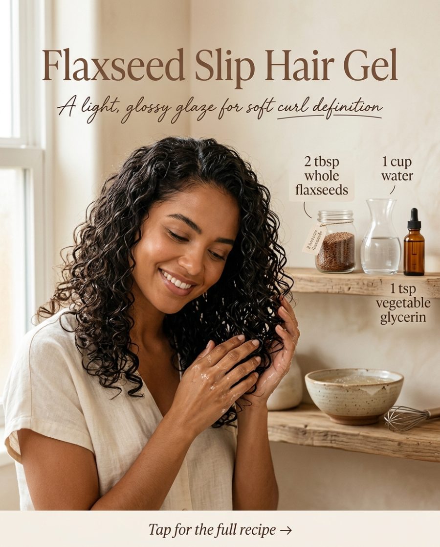 Flaxseed Slip Hair Gel — homemade hair care ingredients styled for the recipe