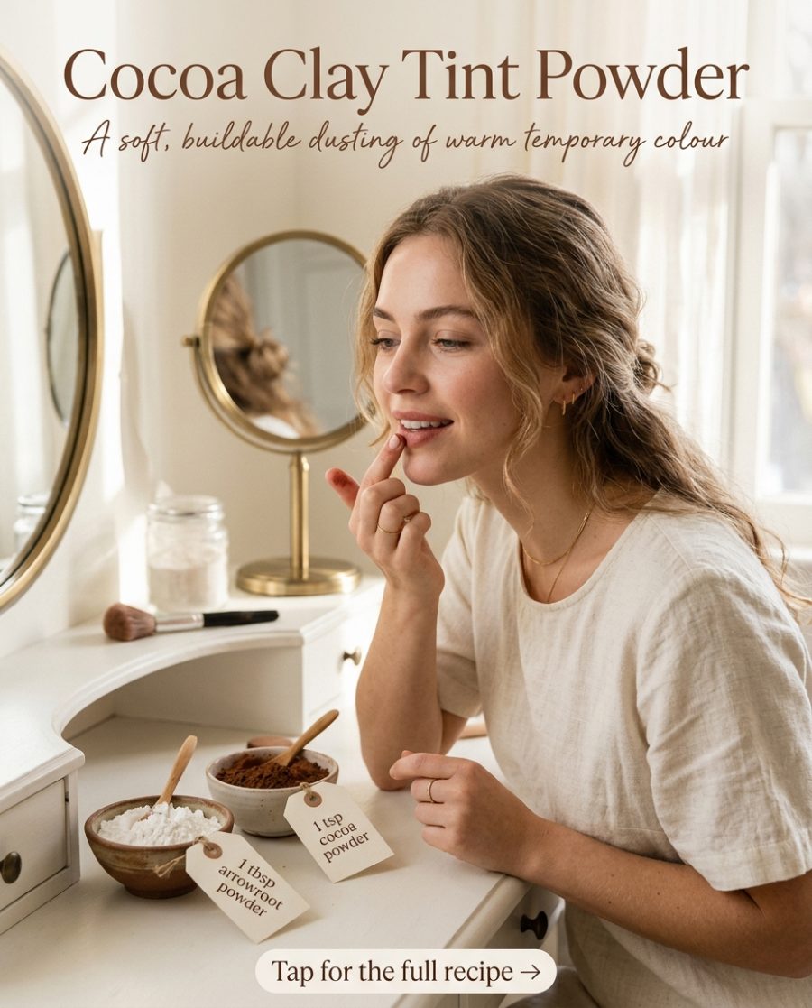 Cocoa Clay Tint Powder — homemade lip care ingredients styled for the recipe
