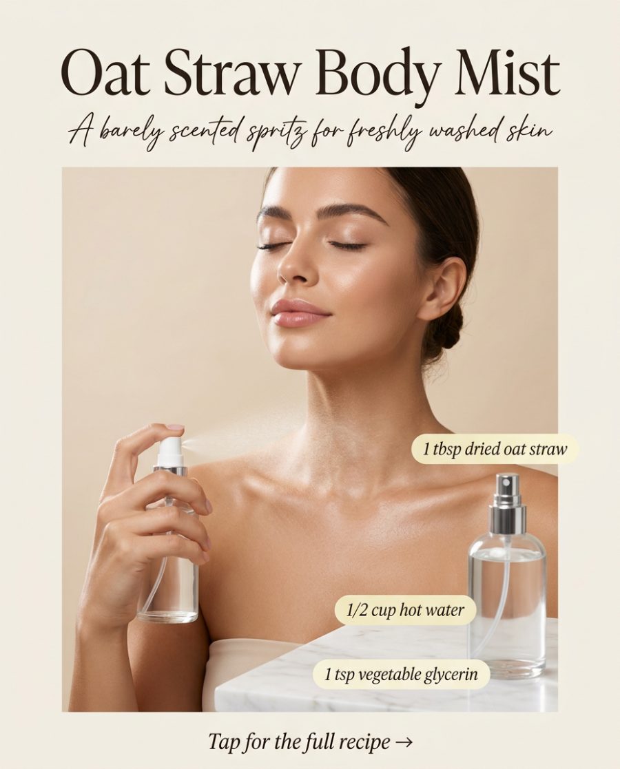 Oat Straw Body Mist — homemade body care ingredients styled for the recipe