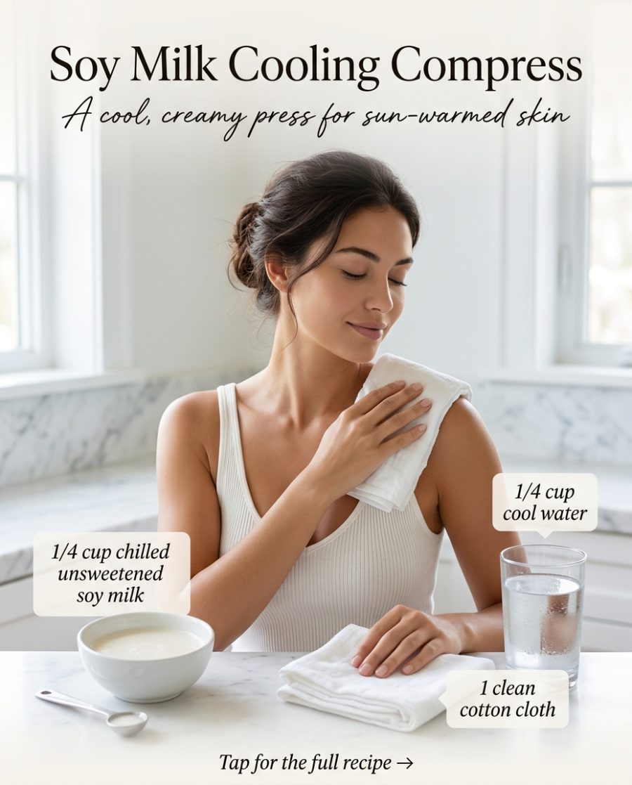 Soy Milk Cooling Compress — homemade body care ingredients styled for the recipe