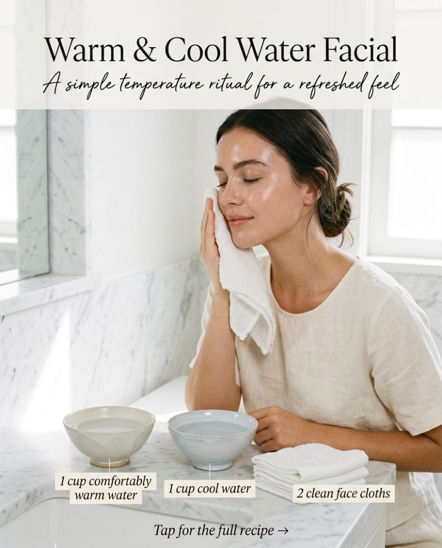 Warm & Cool Water Facial — homemade facial rituals & serum ingredients styled for the recipe
