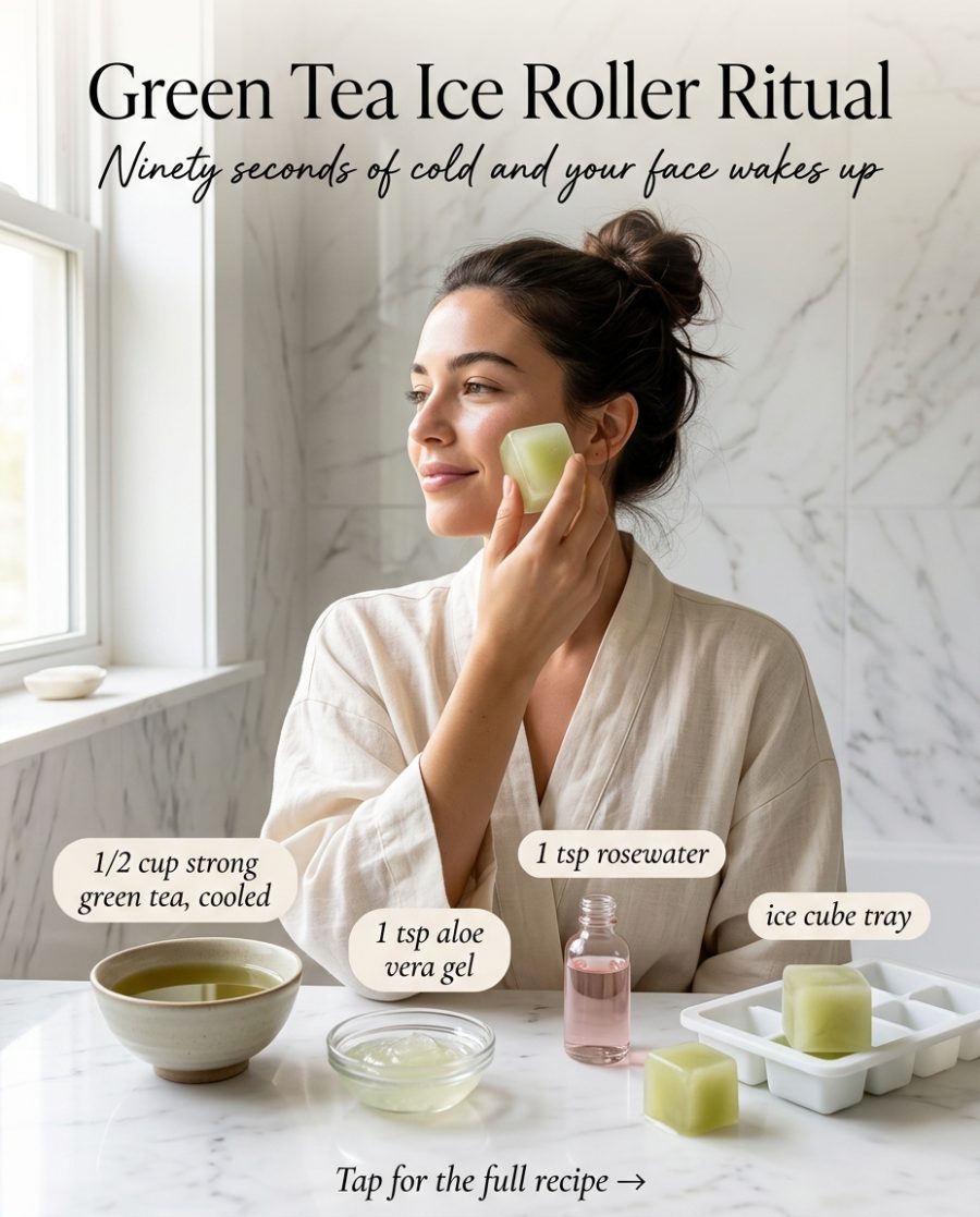 Green Tea Ice Roller Ritual — homemade facial rituals & serum ingredients styled for the recipe