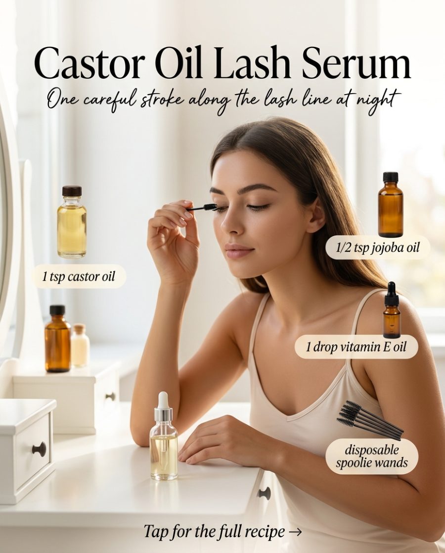 Castor Oil Lash Serum — homemade facial rituals & serum ingredients styled for the recipe