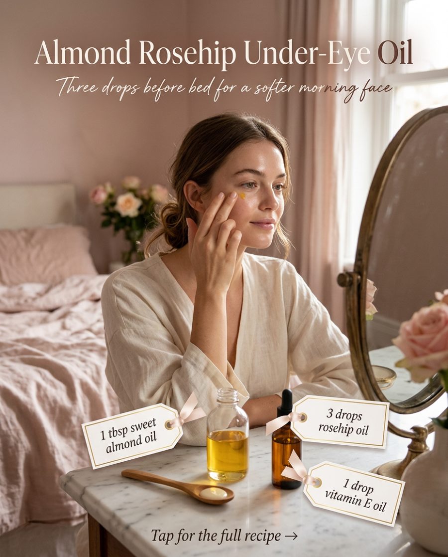 Almond Rosehip Under-Eye Oil — homemade facial rituals & serum ingredients styled for the recipe