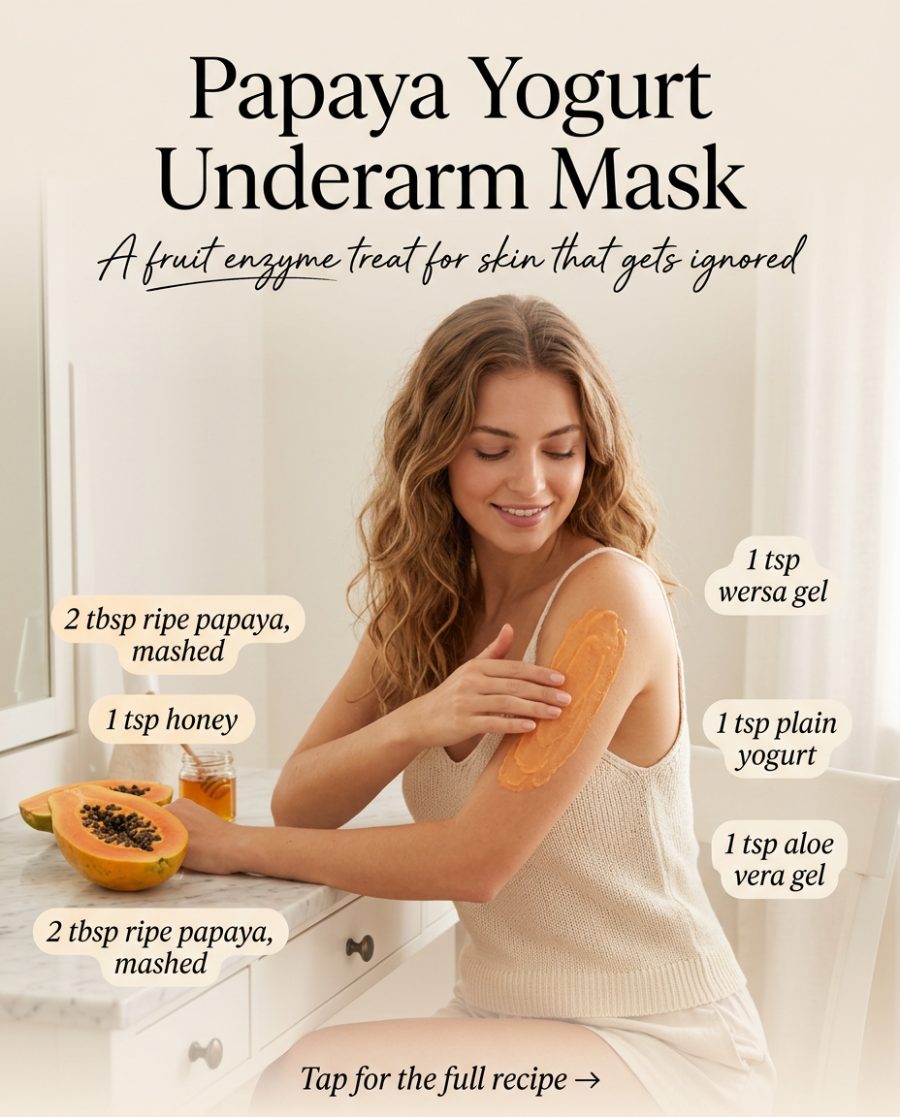 Papaya Yogurt Underarm Mask — homemade body care ingredients styled for the recipe