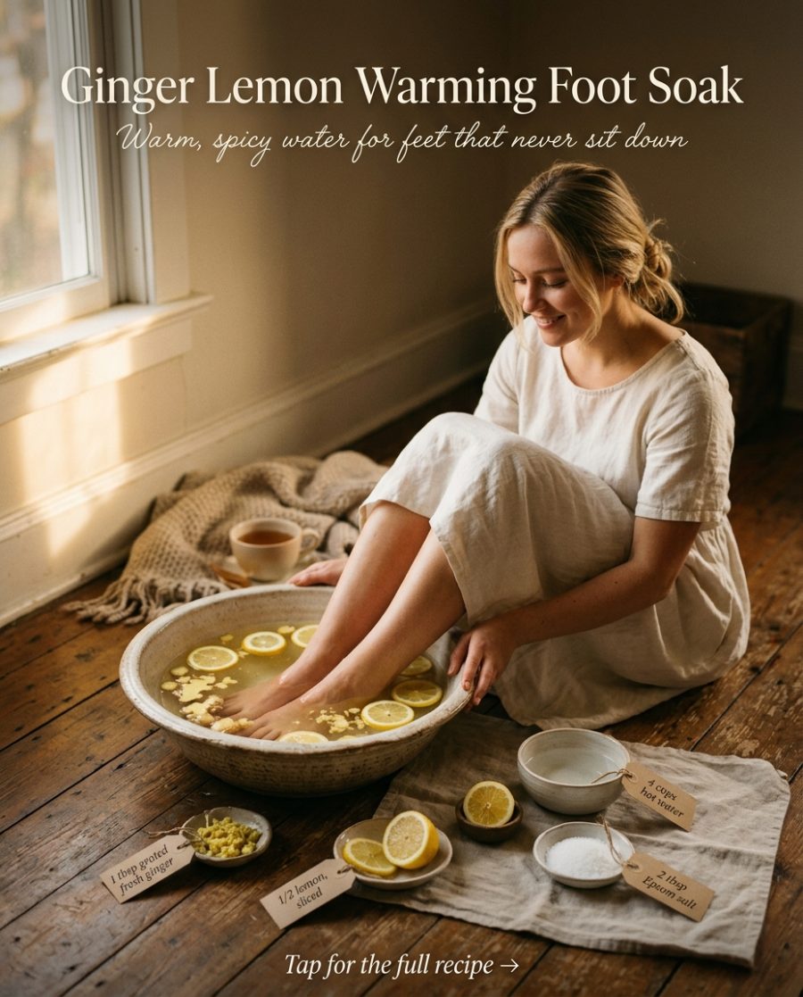 Ginger Lemon Warming Foot Soak — homemade hand & foot care ingredients styled for the recipe