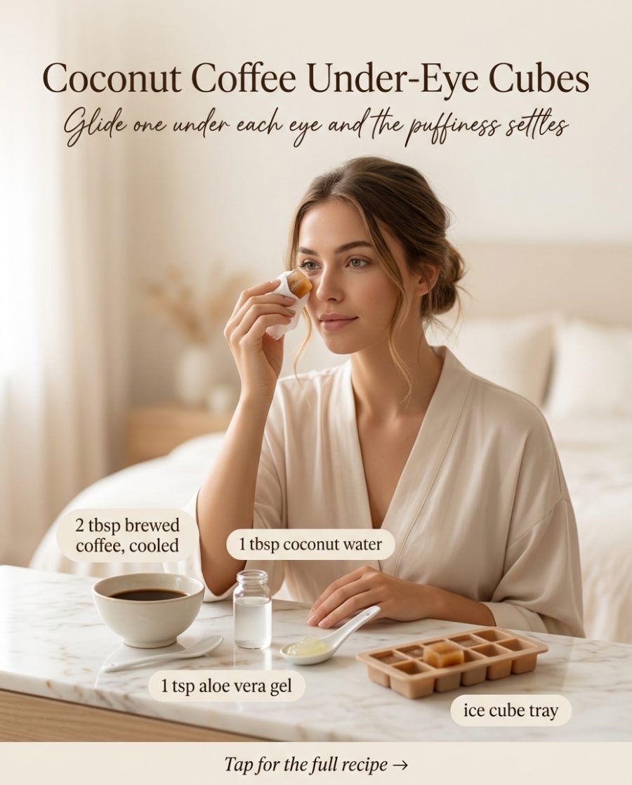 Coconut Coffee Under-Eye Cubes — homemade facial rituals & serum ingredients styled for the recipe