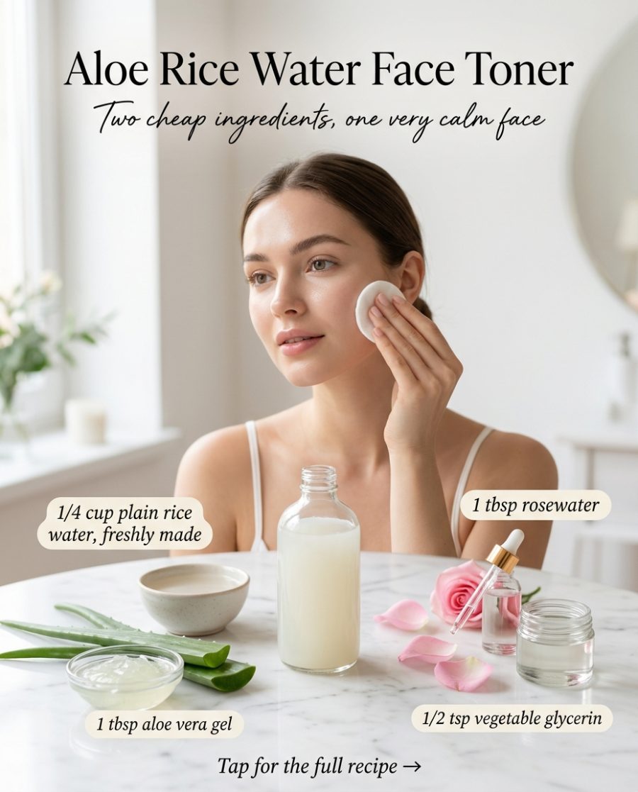 Aloe Rice Water Face Toner — homemade cleansers & toner ingredients styled for the recipe