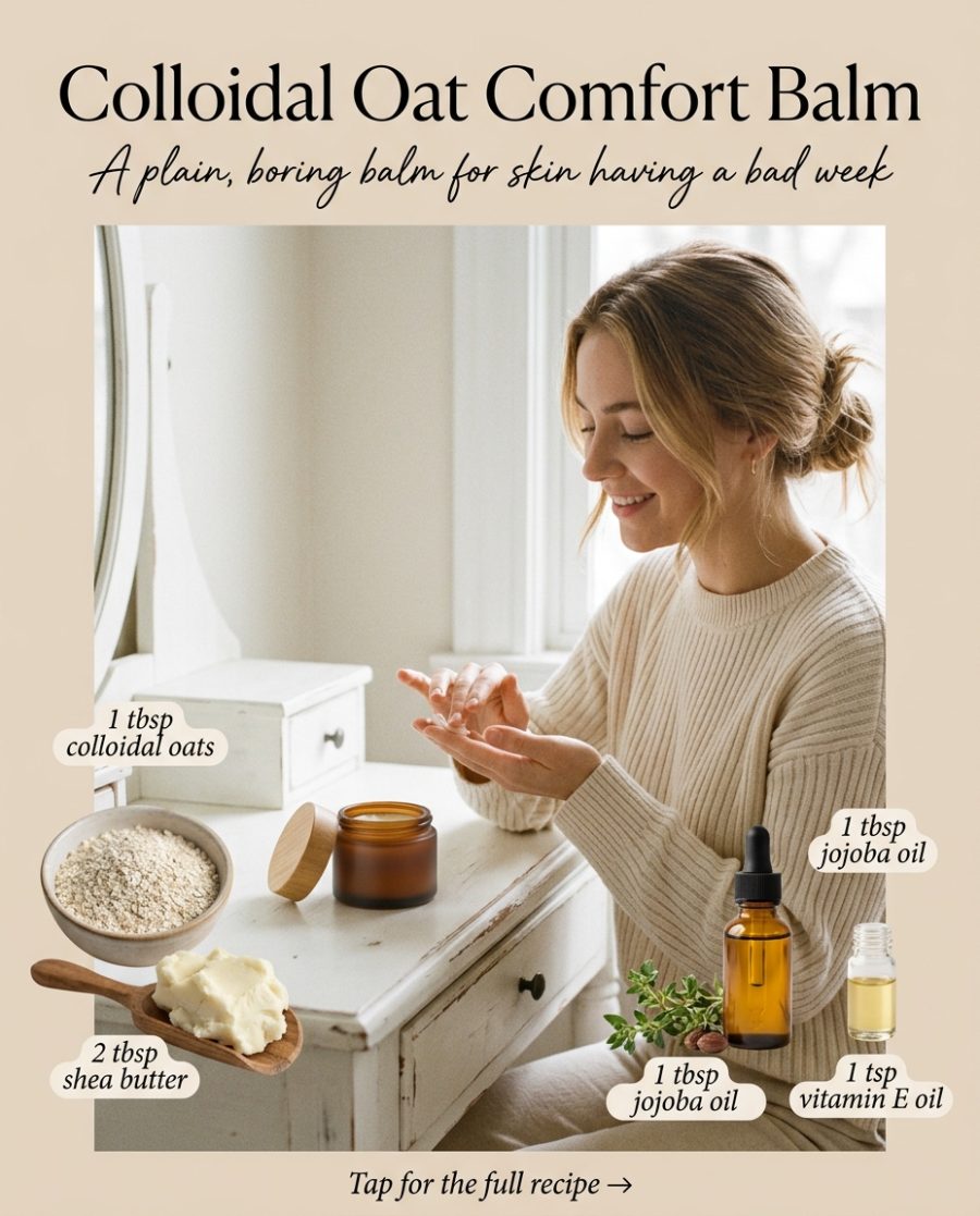 Colloidal Oat Comfort Balm — homemade body care ingredients styled for the recipe