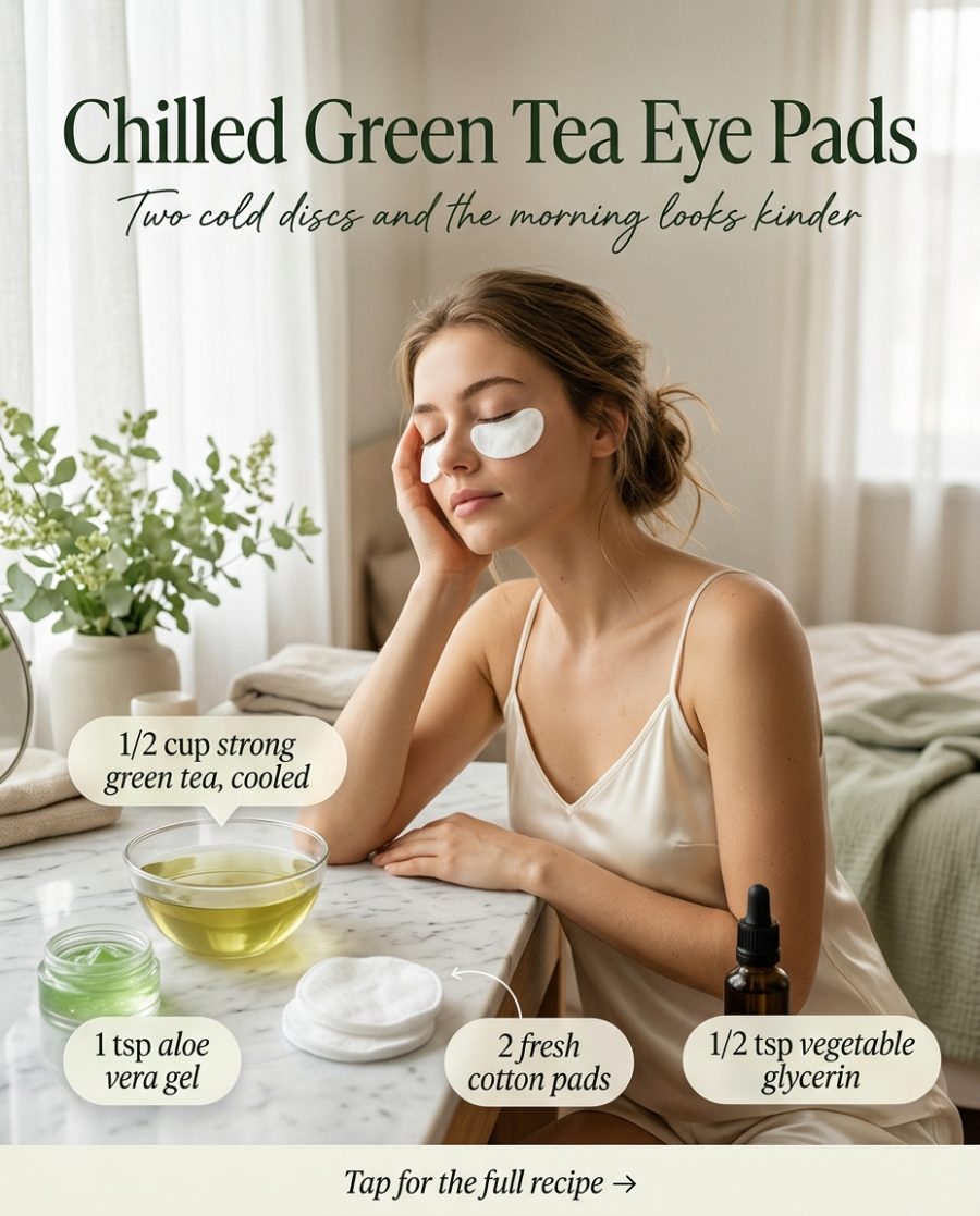 Chilled Green Tea Eye Pads — homemade facial rituals & serum ingredients styled for the recipe