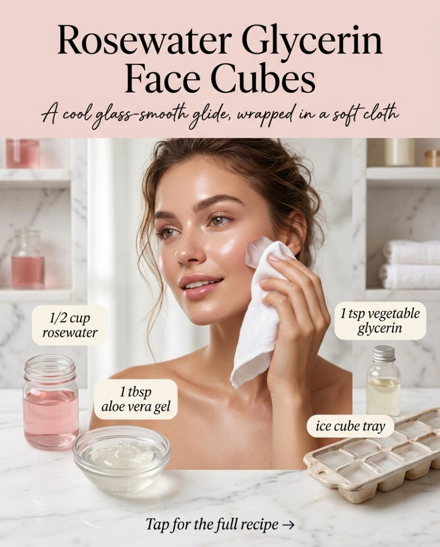 Rosewater Glycerin Face Cubes — homemade facial rituals & serum ingredients styled for the recipe