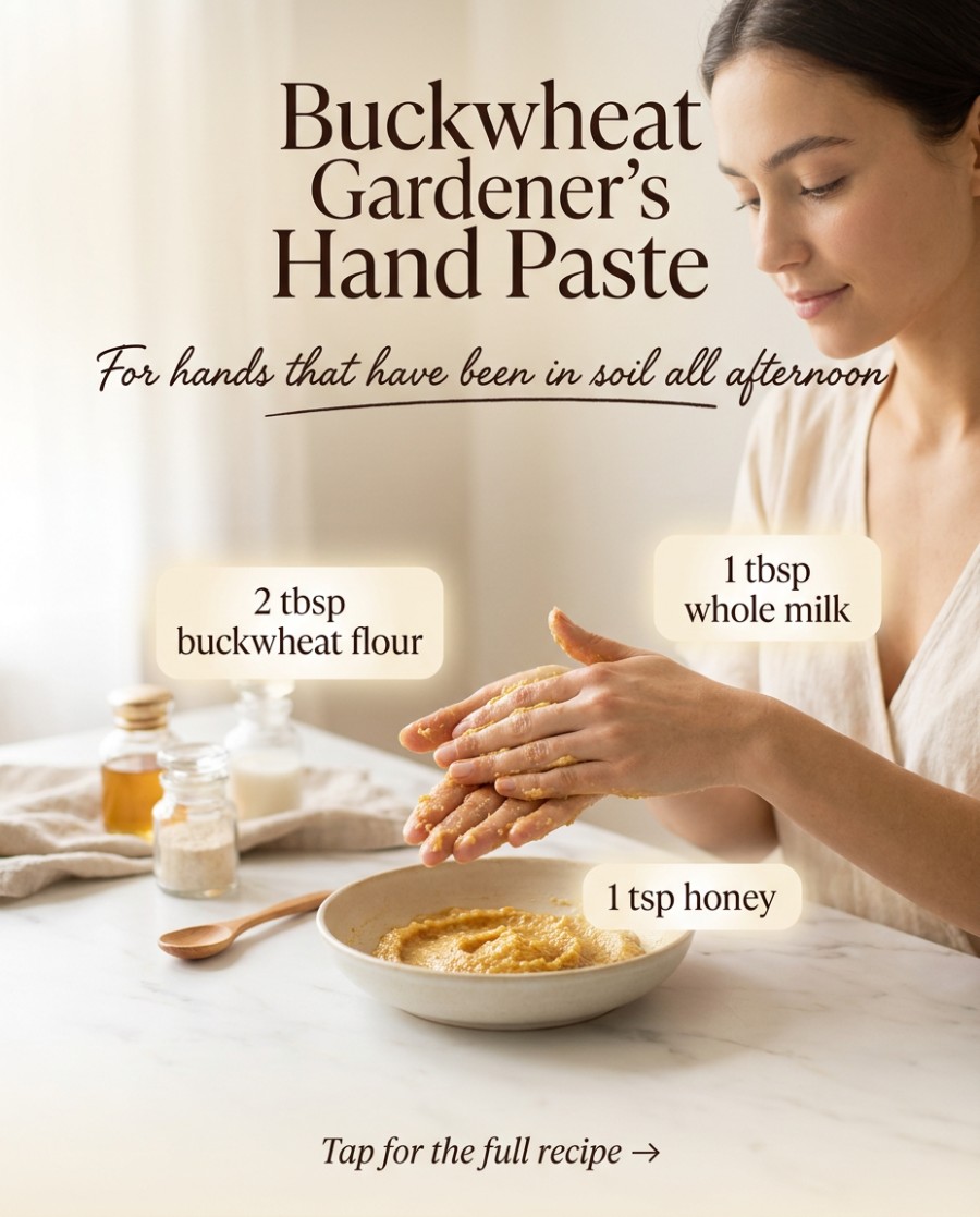 Buckwheat Gardener's Hand Paste — homemade hand & foot care ingredients styled for the recipe