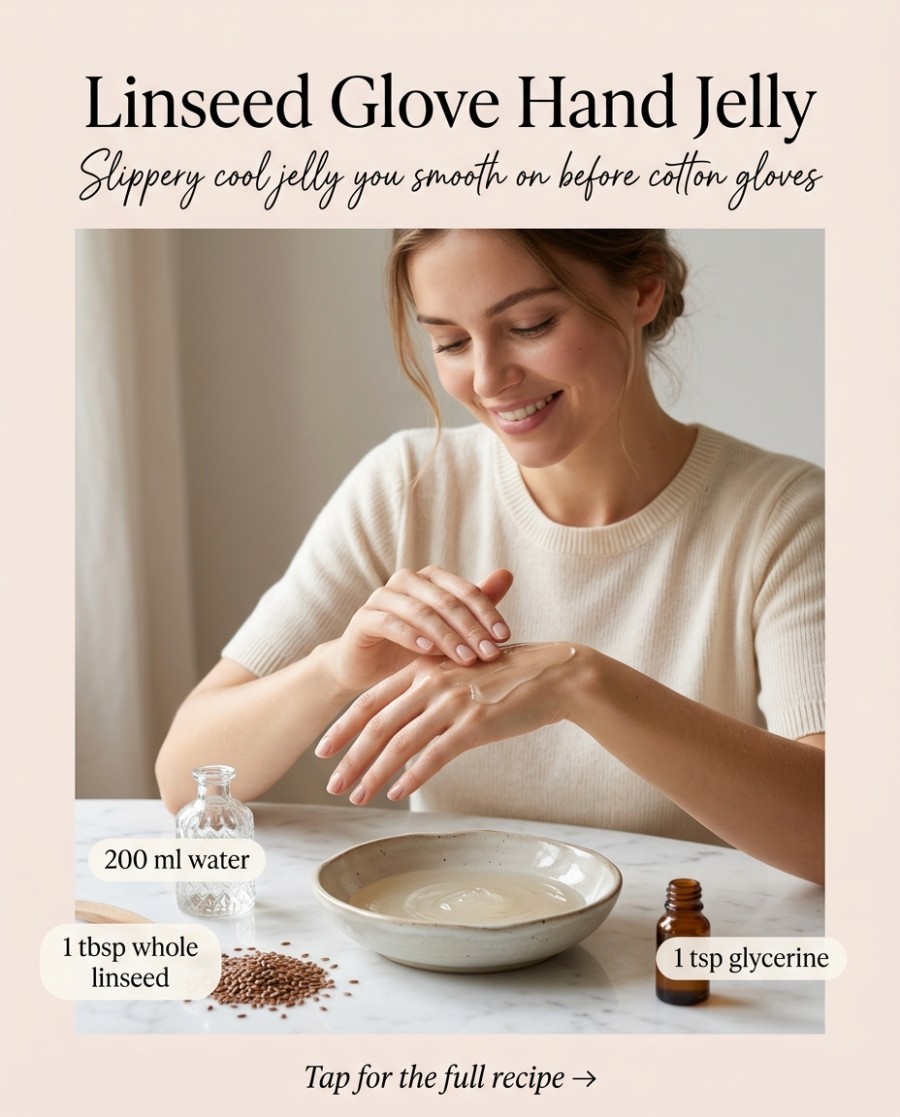 Linseed Glove Hand Jelly — homemade hand & foot care ingredients styled for the recipe