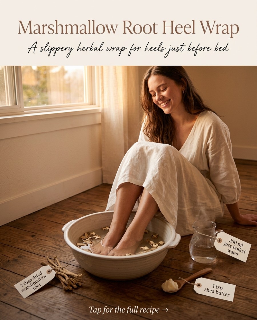 Marshmallow Root Heel Wrap — homemade hand & foot care ingredients styled for the recipe