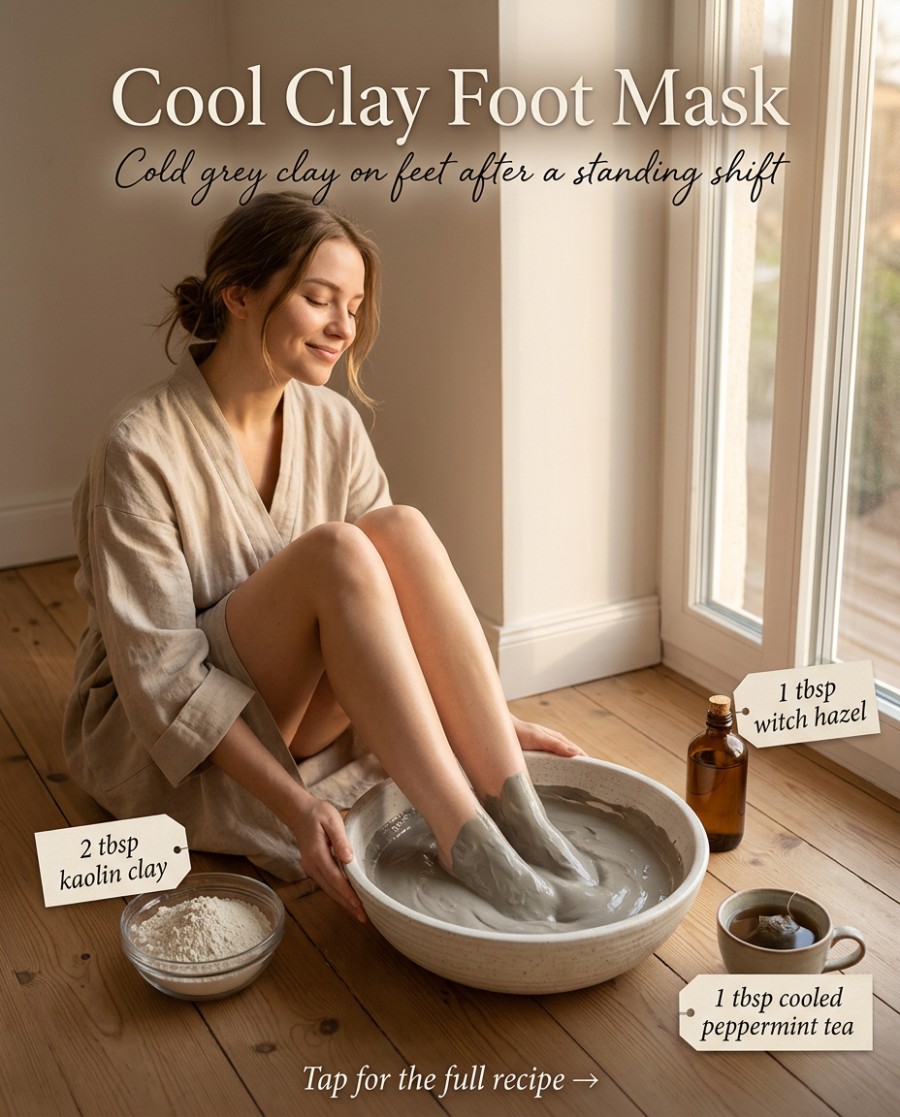 Cool Clay Foot Mask — homemade hand & foot care ingredients styled for the recipe