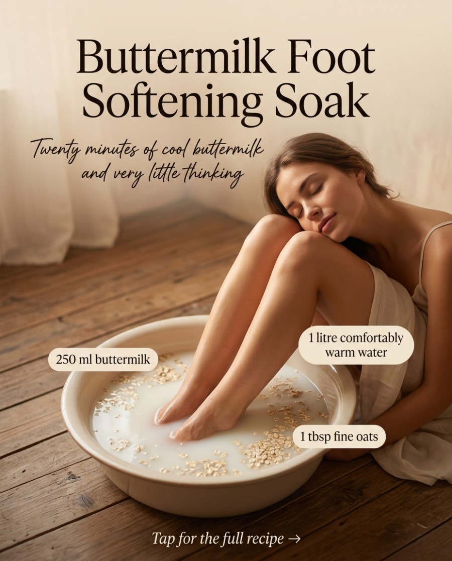 Buttermilk Foot Softening Soak — homemade hand & foot care ingredients styled for the recipe