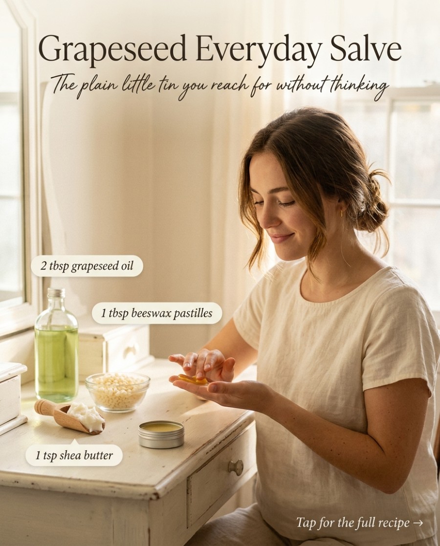Grapeseed Everyday Salve — homemade body care ingredients styled for the recipe