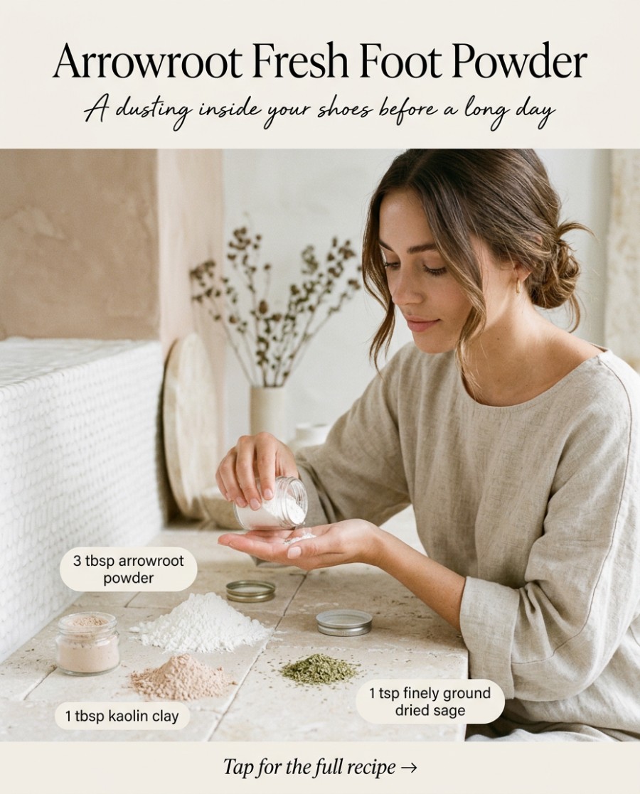 Arrowroot Fresh Foot Powder — homemade body care ingredients styled for the recipe