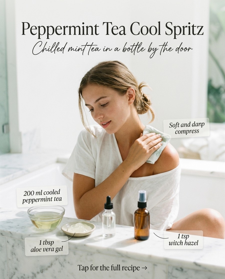 Peppermint Tea Cool Spritz — homemade body care ingredients styled for the recipe