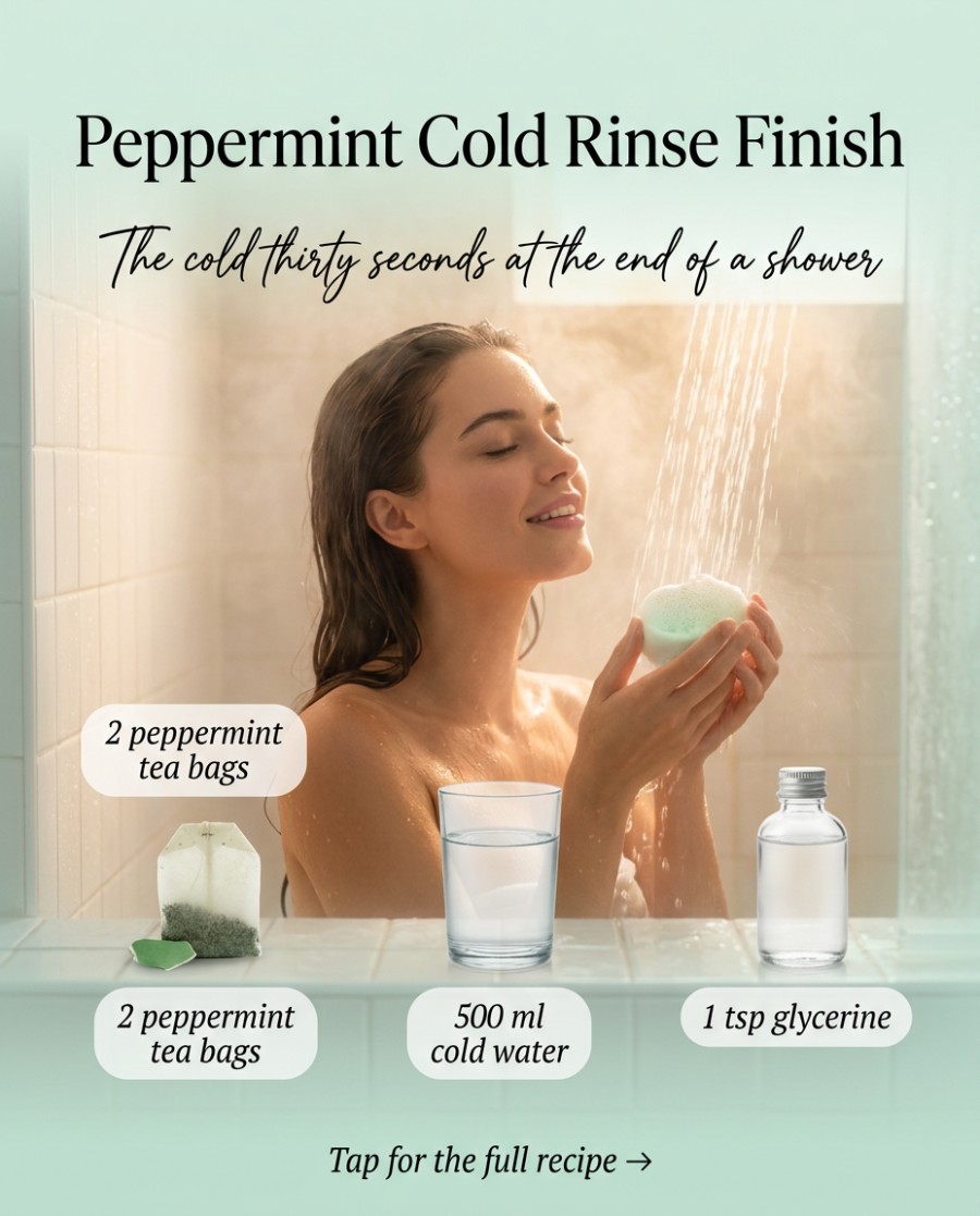 Peppermint Cold Rinse Finish — homemade bath ritual ingredients styled for the recipe