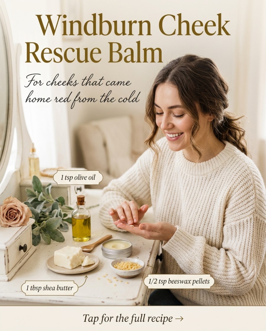 Windburn Cheek Rescue Balm — homemade body care ingredients styled for the recipe