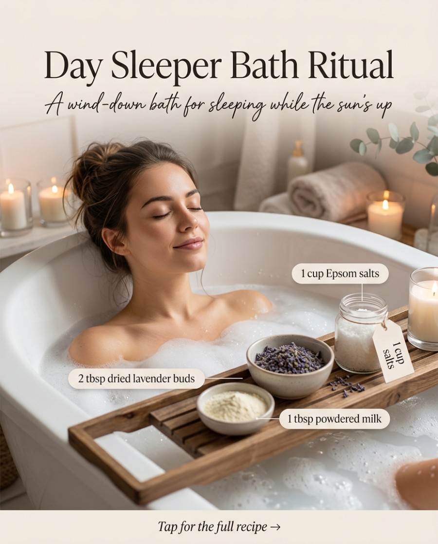 Day Sleeper Bath Ritual — homemade bath ritual ingredients styled for the recipe