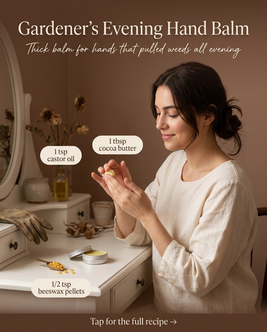 Gardener's Evening Hand Balm — homemade body care ingredients styled for the recipe