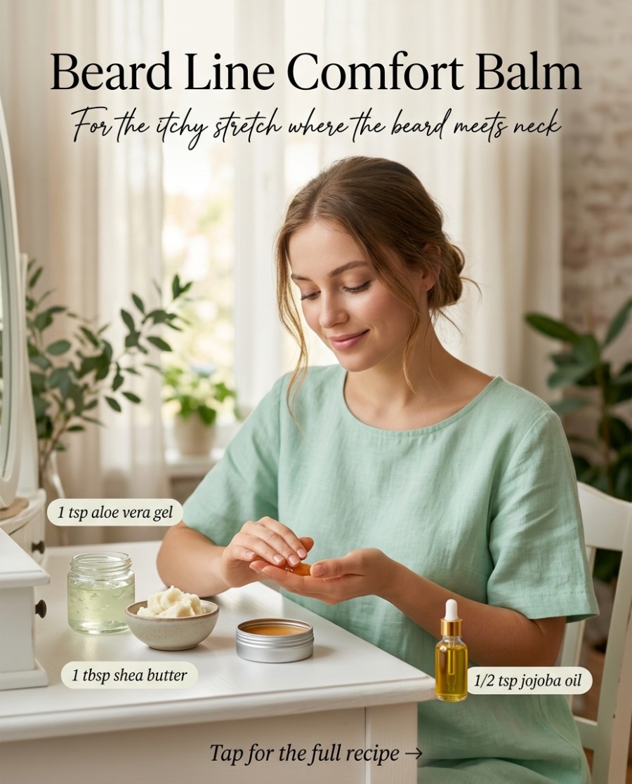 Beard Line Comfort Balm — homemade body care ingredients styled for the recipe