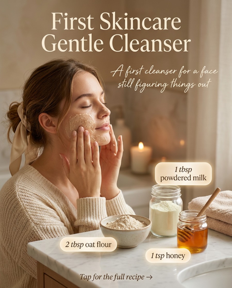 First Skincare Gentle Cleanser — homemade cleansers & toner ingredients styled for the recipe