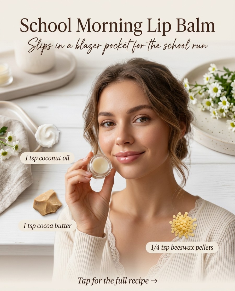 School Morning Lip Balm — homemade lip care ingredients styled for the recipe