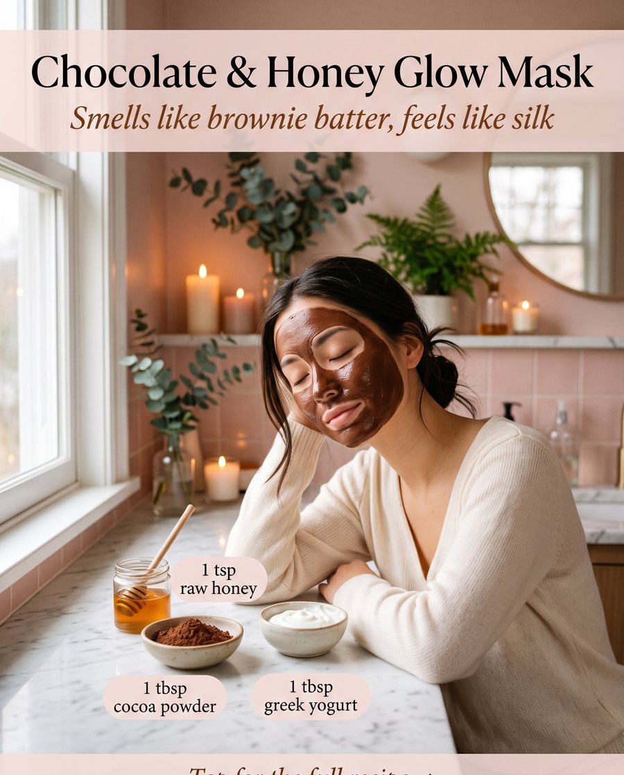 Chocolate & Honey Glow Mask — cocoa, Greek yogurt and honey face mask styled for the recipe