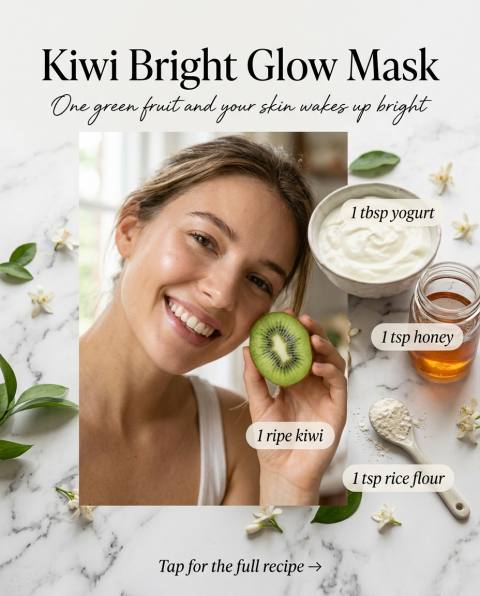Kiwi Fresh Glow Mask — homemade face mask ingredients styled for the recipe