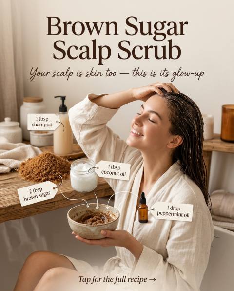 Brown Sugar Scalp Scrub — homemade hair care ingredients styled for the recipe