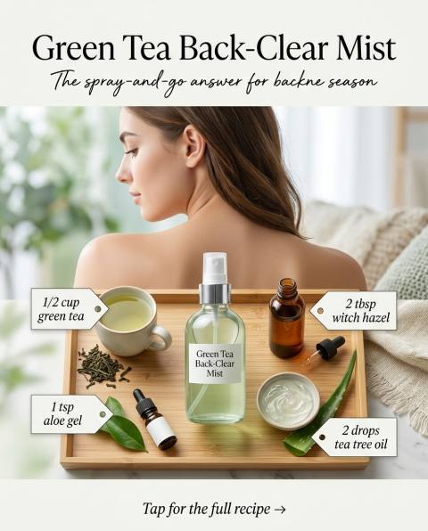 Green Tea Back Mist — homemade body care ingredients styled for the recipe