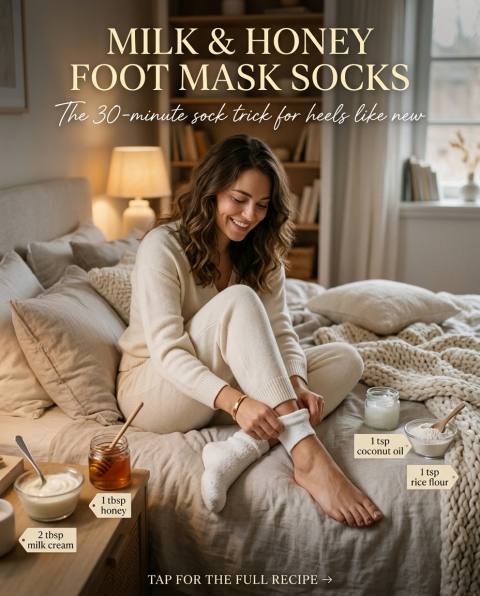 Milk & Honey Foot Mask Socks — homemade hand & foot care ingredients styled for the recipe