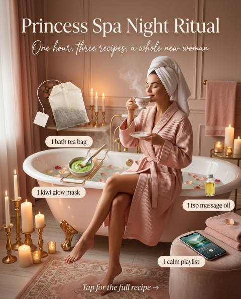Princess Spa Night Ritual — homemade bath ritual ingredients styled for the recipe